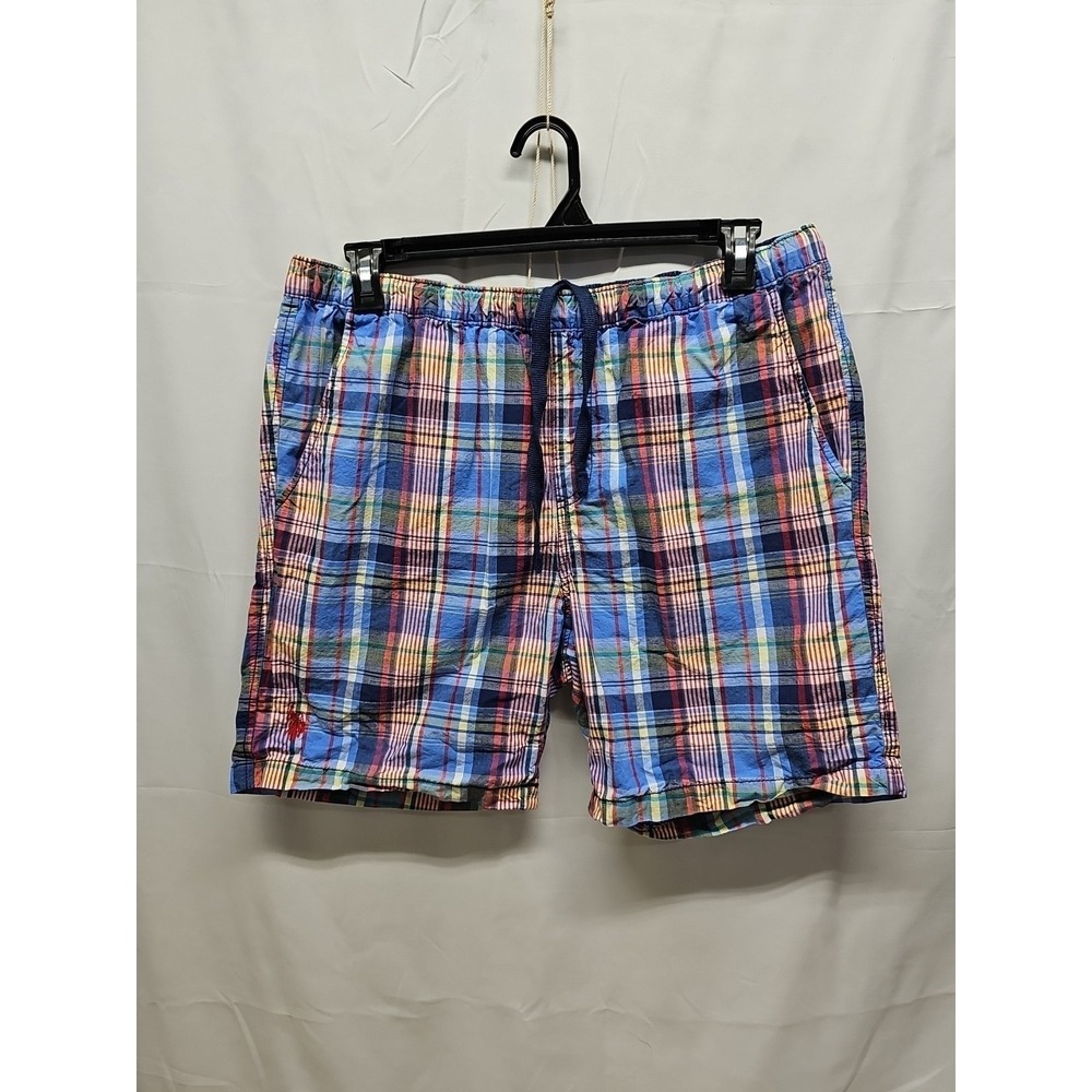 US Polo Assn Men's Plaid Chino Drawstring Pockets Shorts‎ 7" Inseam Golf Size L